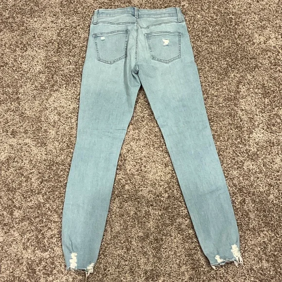 Uniqlo Blue Ankle Cropped Jeans with Distressed Details, Size 24 - Picture 5 of 9